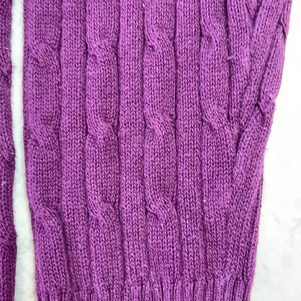Purple St. John’s Bay PXL cotton blend cable knit V-neck sweater - Picture 4 of 5